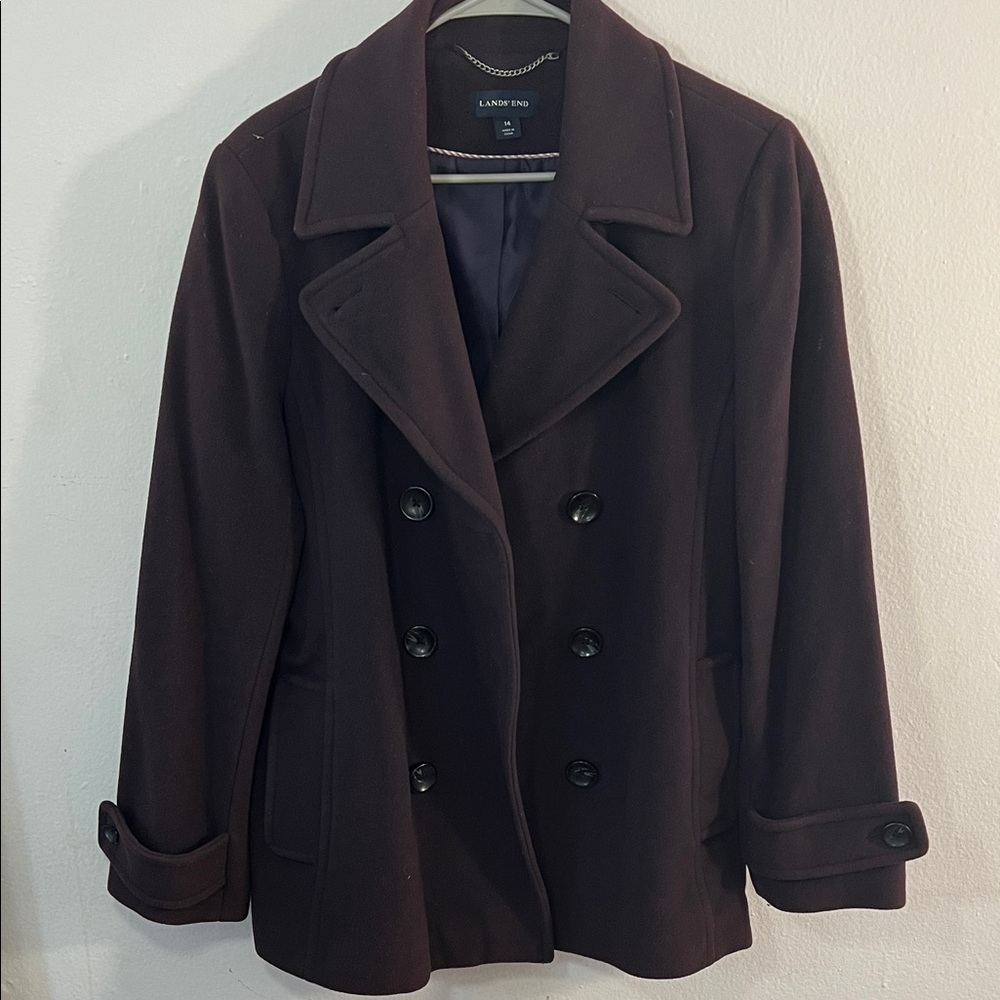 Lands' End Women's Dark Eggplant Peacoat